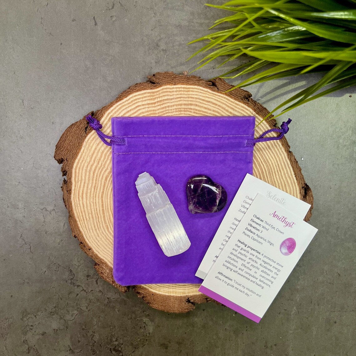 Selenite and Amethyst Crystal Gift Kit
