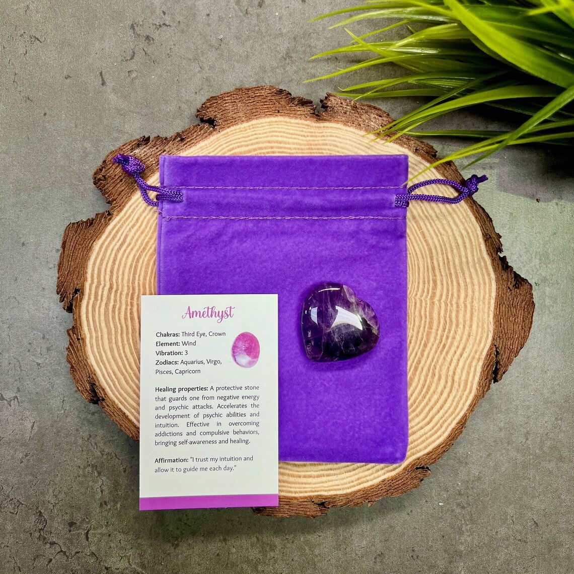 Amethyst Crystal Heart Gift Kit