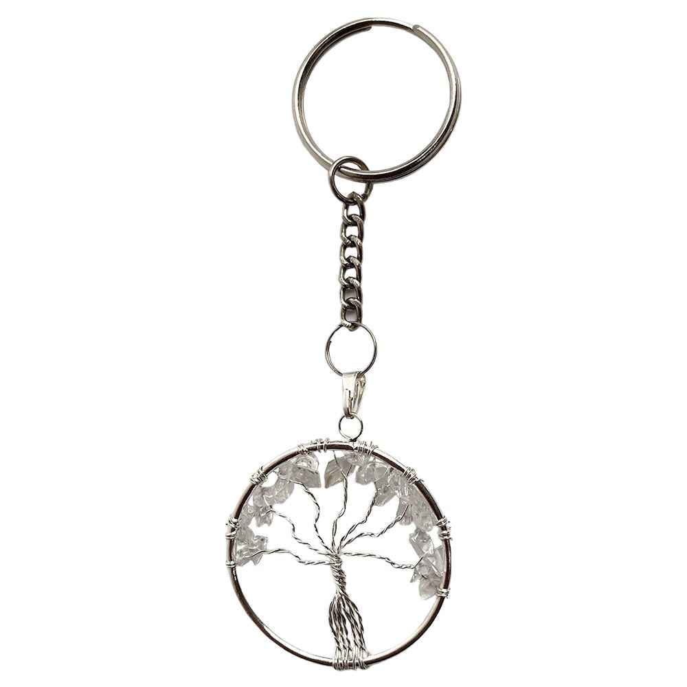 Clear Quartz Tree of Life Keychain 3cm