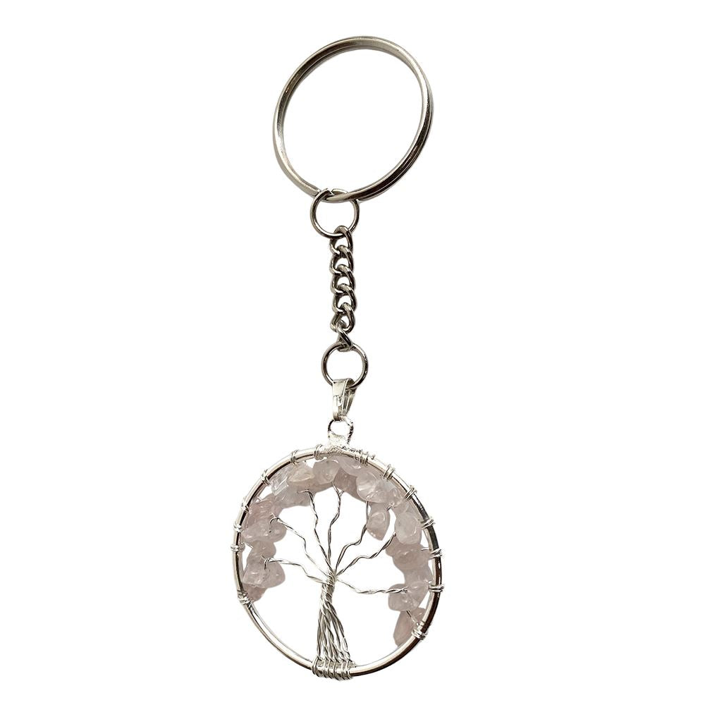 Rose Quartz Tree of Life Keychain 3cm
