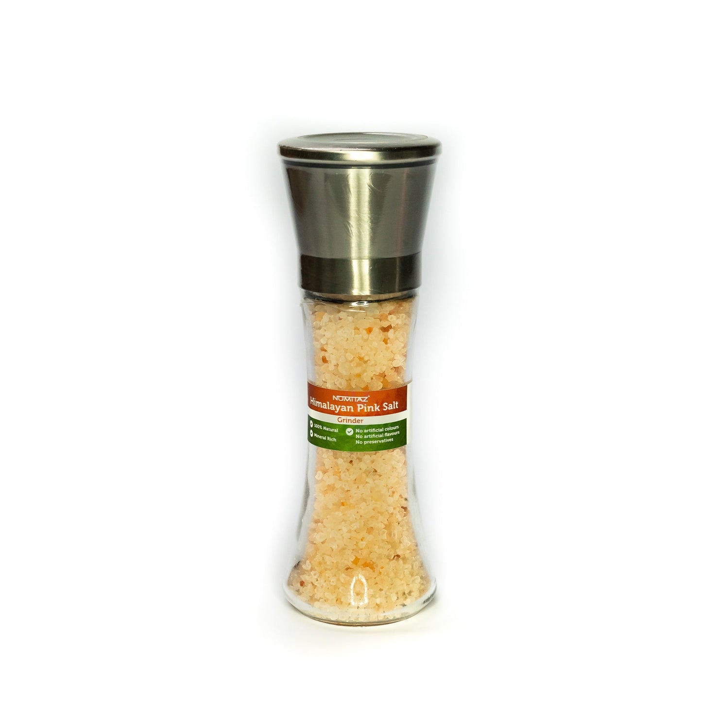 Numitaz Himalayan salt grinder 200g (glass bottle & stainless steel cap)