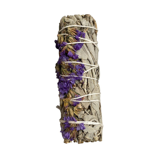 Purple sinuata and white sage 4" smudge sticks