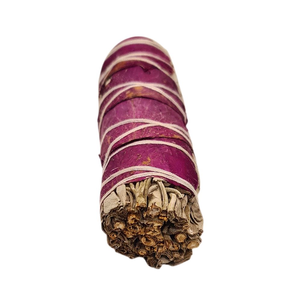 Pink petals and white sage 4" smudge sticks