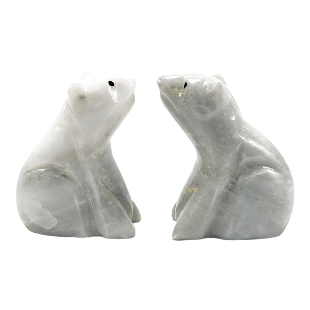 3" Bear (white ziarat/super-white onyx)