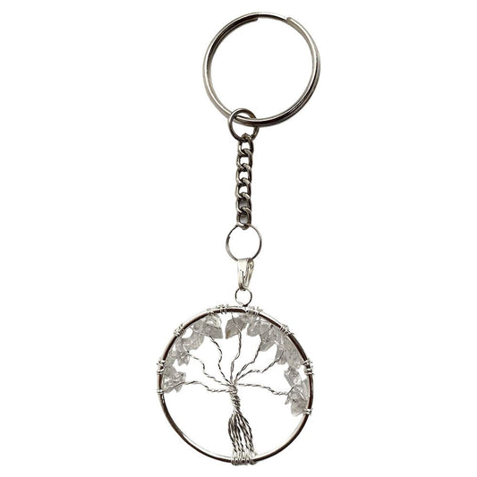 Clear Quartz Tree of Life Keychain 3cm