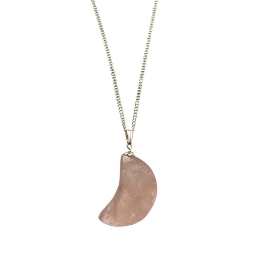 Rose Quartz Crescent Moon Pendant