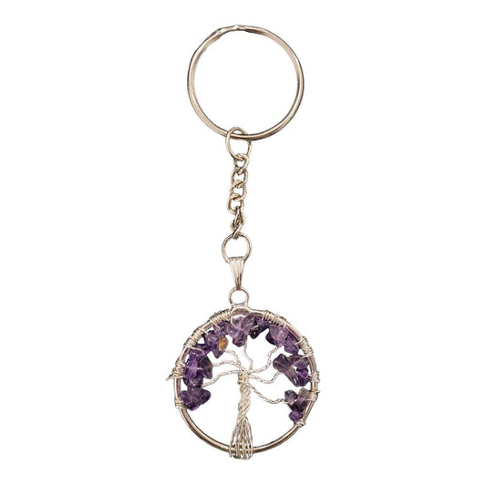 Amethyst Tree of Life Keychain 3cm