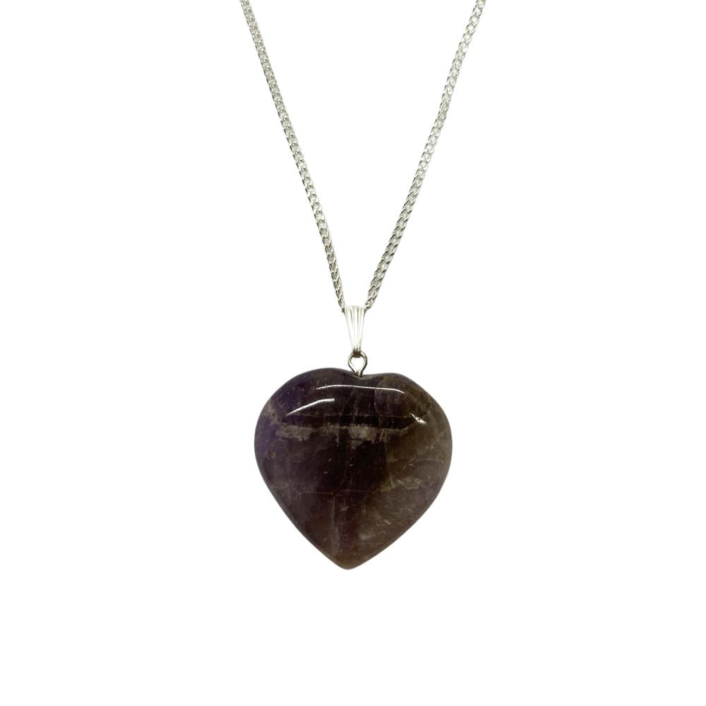 Amethyst Crystal Heart Pendant 3cm