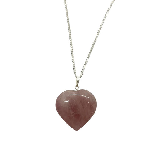 Rose Quartz Crystal Heart Pendant 3cm