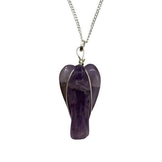 Amethyst Crystal Angel Pendant 3-4cm