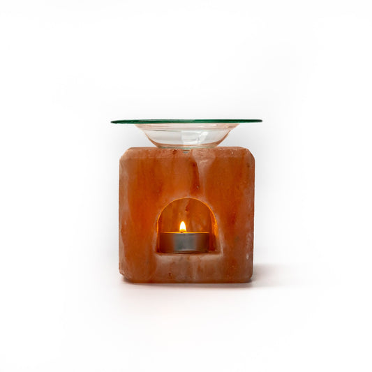 Cube salt oil burner with window (pink)