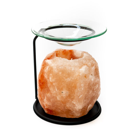 Natural salt oil burner with stand - (pink)